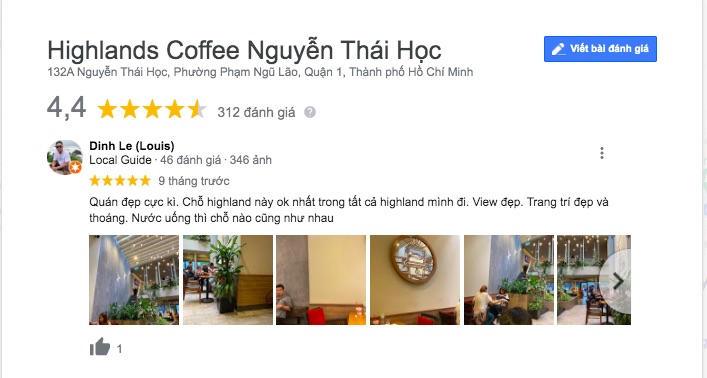 danh gia cua khach hang tai highland Nguyen thai hoc 1