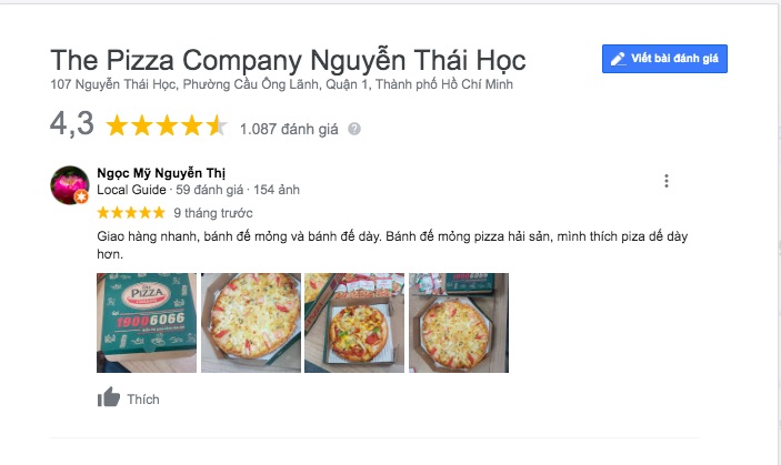 danh gia cua khach hang the pizza company 1
