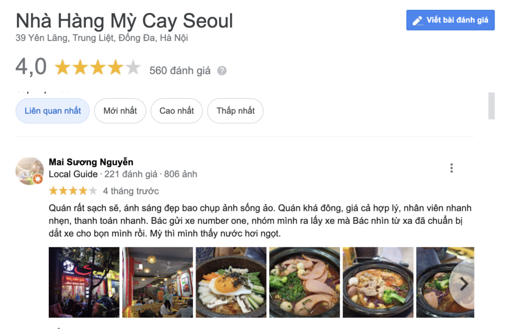 đánh giá nhà hàng mỳ cay seoul