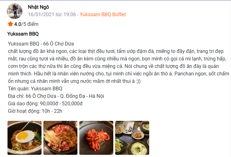 review nhà hàng BBQ Yukssam