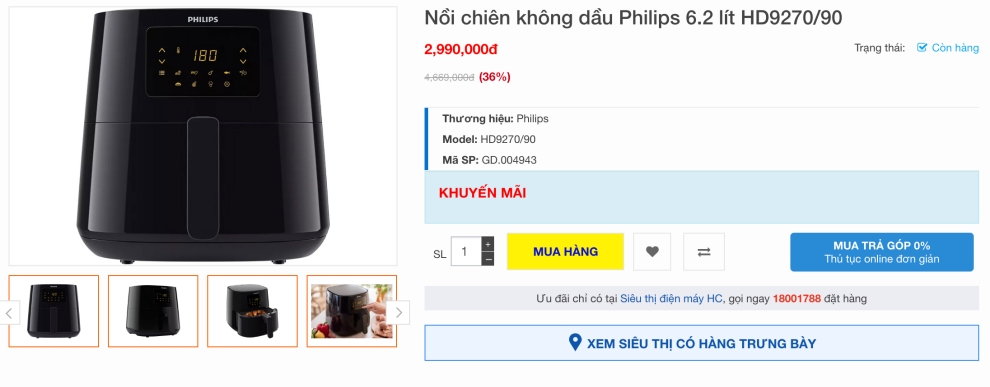 review noi chien khong dau philips hd9270:90 2